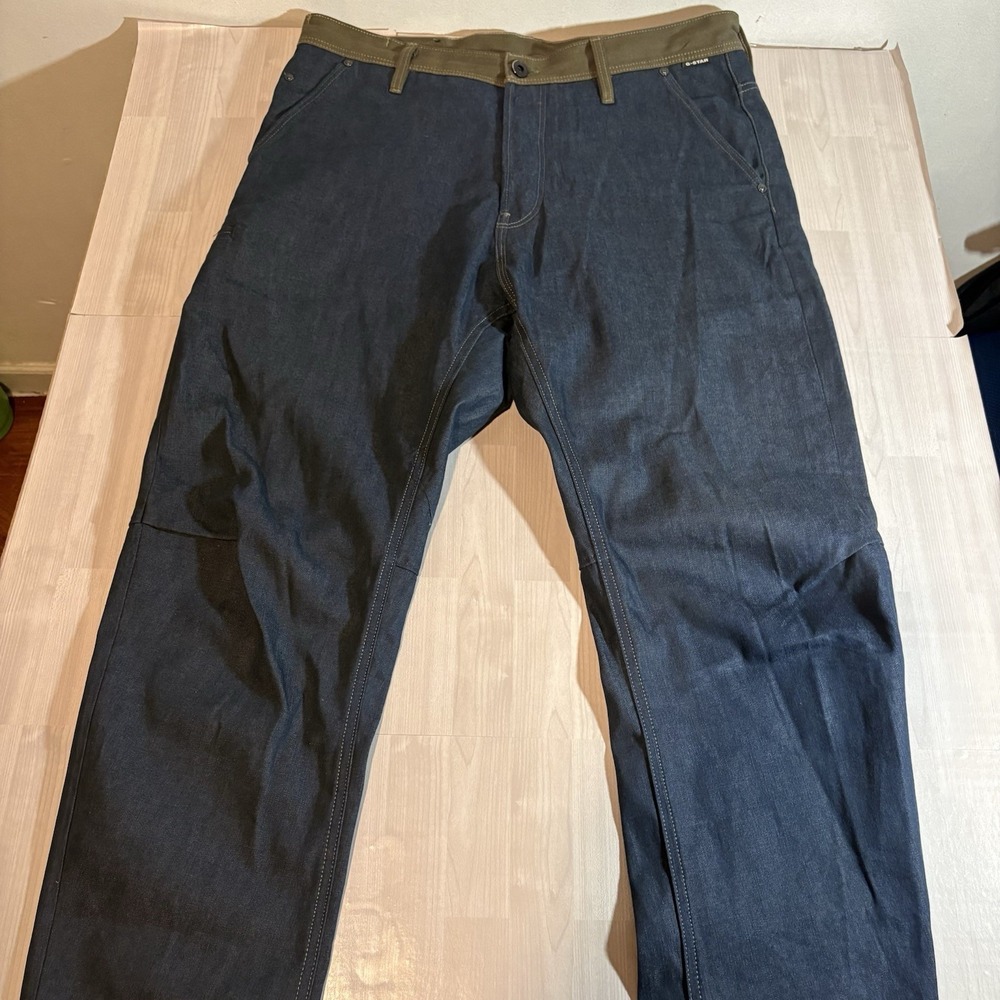 G Star Raw Men's Grip 3D Relaxed Tapered PM Jeans Size 34 Raw Denim Green - Picture 9 of 14